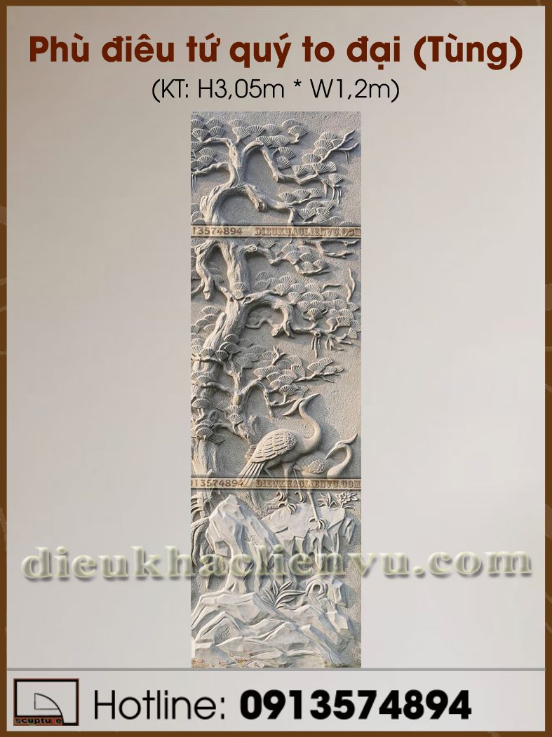 Phù điêu tứ quý to đại (Tùng)