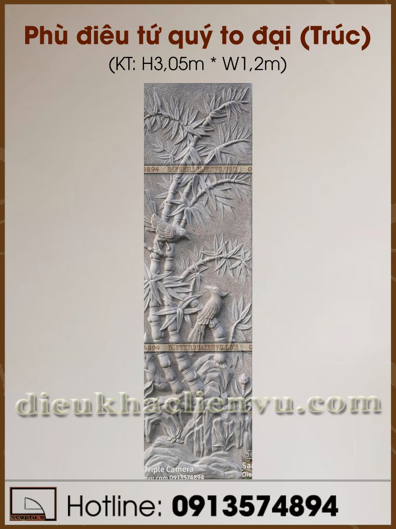 Phù điêu tứ quý to đại (Trúc)