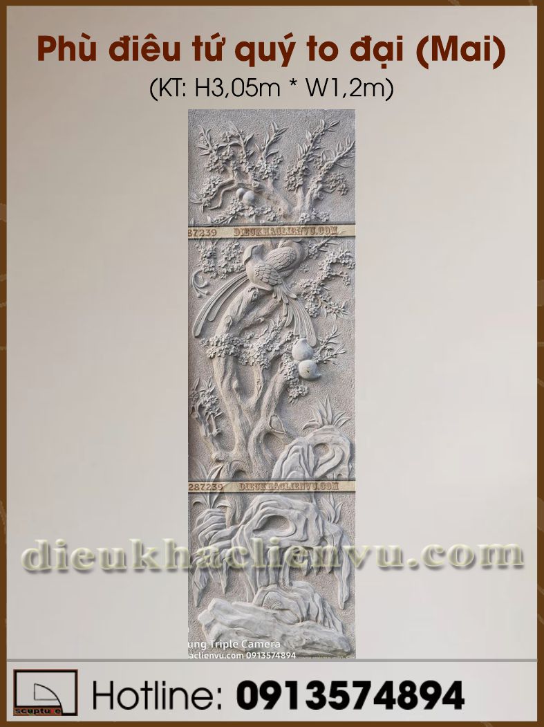 Phù điêu Tứ Quý to đại (Mai)