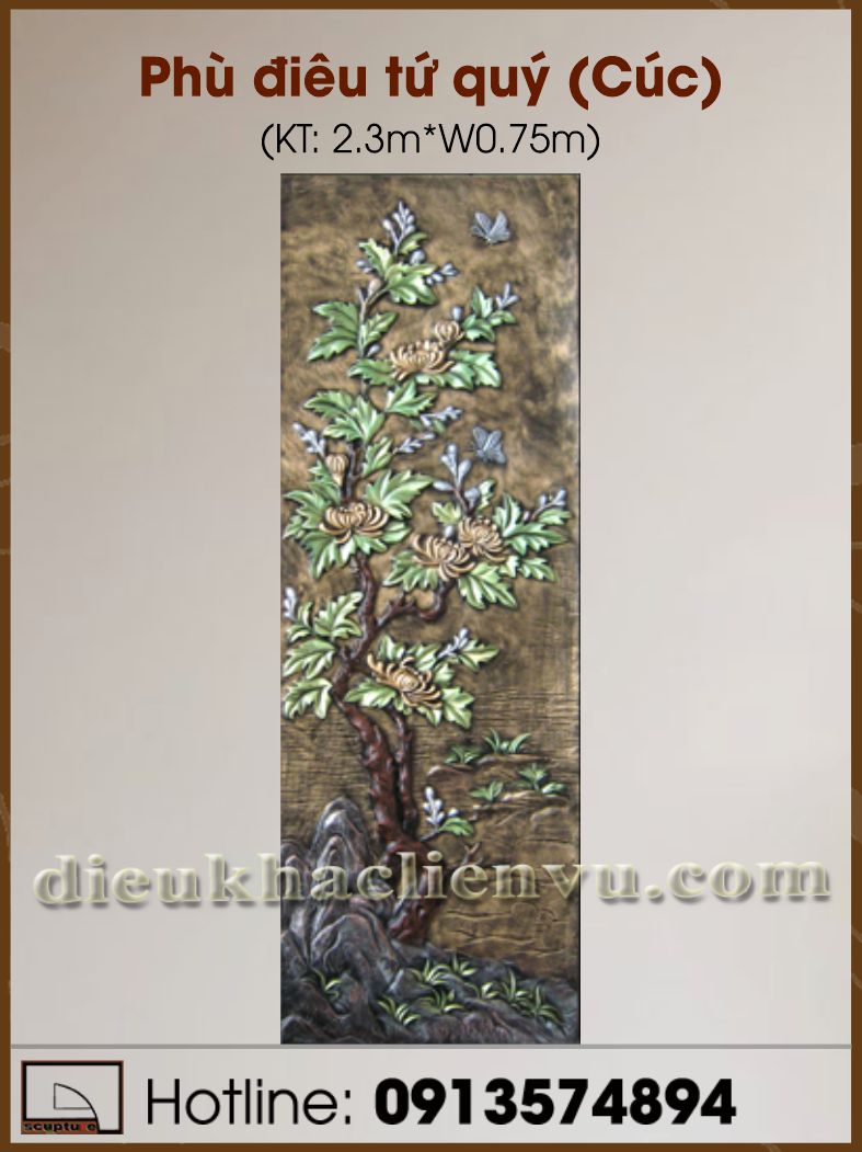 Phù điêu tứ quý (Cúc)