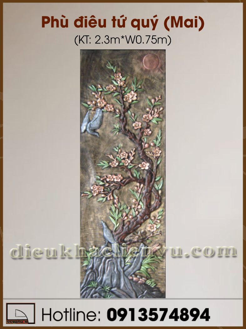 Phù điêu Tứ Quý (Mai)