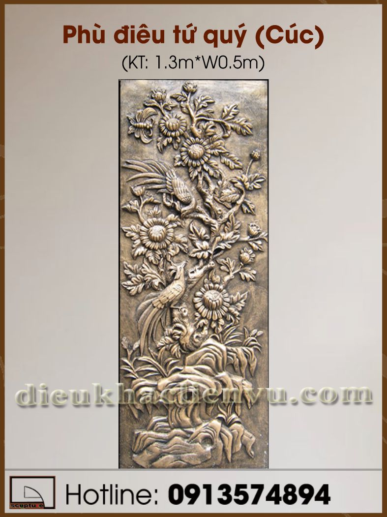 Phù điêu tứ quý (Cúc)