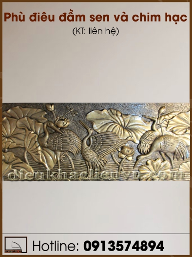 Phù điêu đầm sen và chim hạc