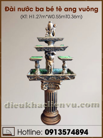 Đài nước ba bé tè ang vuông