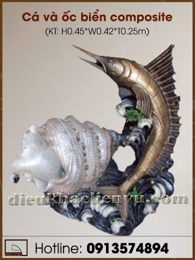 Cá và ốc biển composite