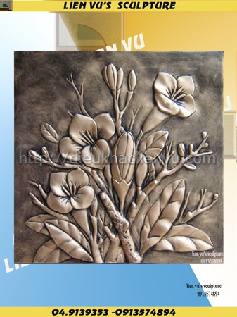 Phù điêu hoa lan vuông