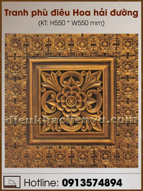 Tranh phù điêu Hoa hải đường