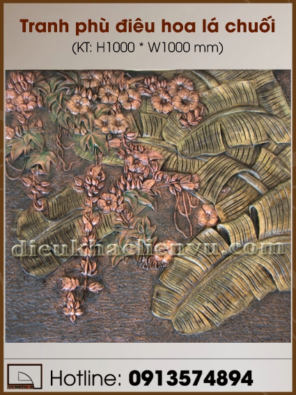 Tranh phù điêu hoa lá chuối