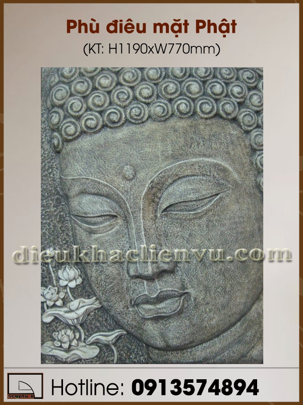 Phù điêu mặt Phật (có hoa sen)