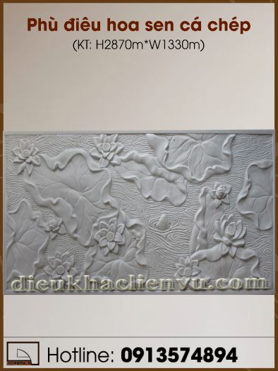 Phù điêu hoa sen cá chép