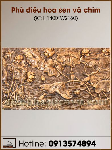 Phù điêu hoa sen và chim