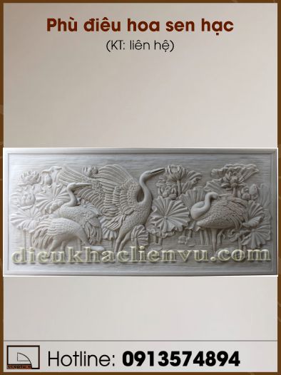 Phù điêu hoa sen hạc
