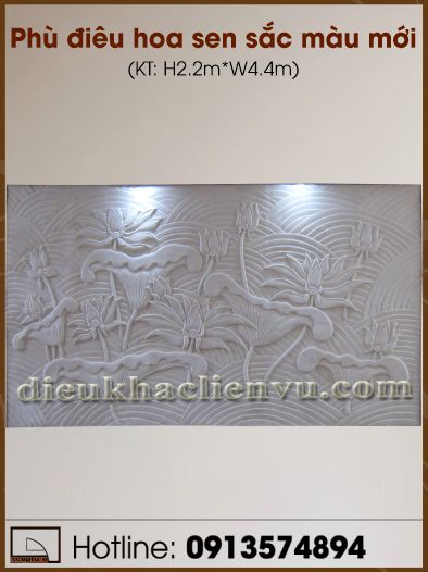 Phù điêu hoa sen sắc màu mới