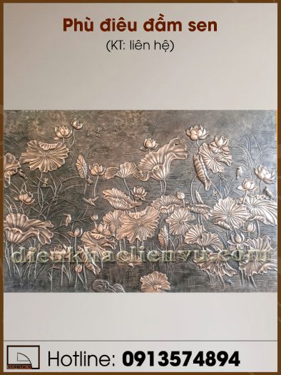 Phù điêu đầm sen