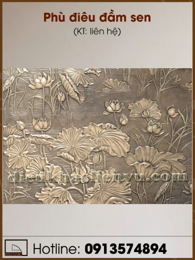 Phù điêu đầm sen