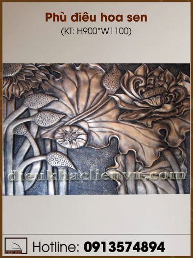 Phù điêu hoa sen