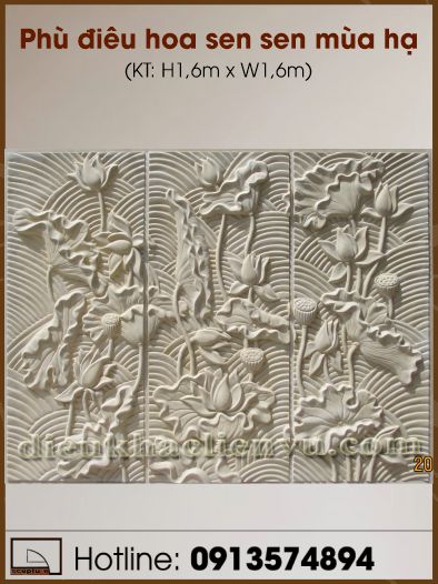 Phù điêu hoa sen sen mùa hạ
